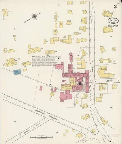 Sanborn Fire Insurance Map from Upton, Worcester County, Massachusetts (1922), Sheet #0002 - Historic Sanborn Fire Insurance Map Print, vintage old map wall art, antique decor, genealogy gift, Massachusetts Massachusetts map
