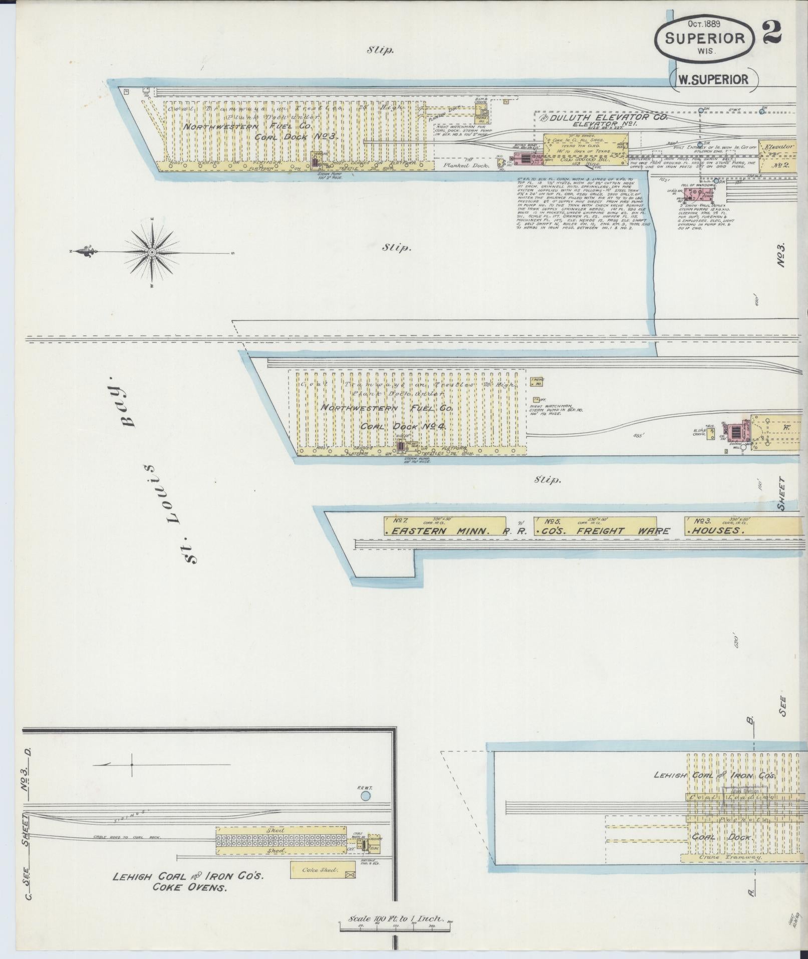 Sanborn Fire Insurance Map from Superior, Douglas County, Wisconsin (1889), Sheet #0002 - Complete Map Set gallery image, historic Sanborn map, vintage wall art, Wisconsin Wisconsin