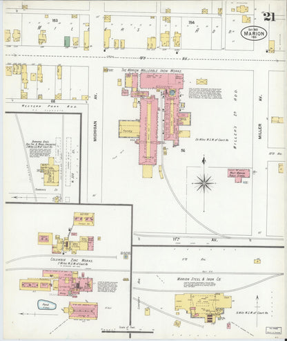 Sanborn Fire Insurance Map from Marion, Grant County, Indiana (1901), Sheet #0021 - Historic Sanborn Fire Insurance Map Print, vintage old map wall art, antique decor, genealogy gift, Indiana Indiana map