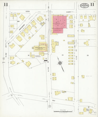 Sanborn Fire Insurance Map from Gadsden, Etowah County, Alabama (1926), Sheet #0011 - Complete Map Set gallery image, historic Sanborn map, vintage wall art, Alabama Alabama