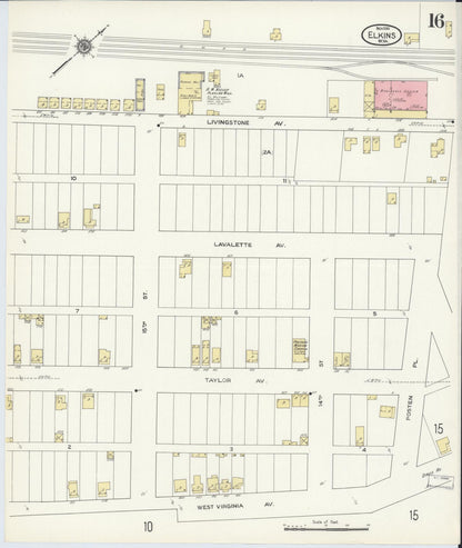 Sanborn Fire Insurance Map from Elkins, Randolph County, West Virginia (1910), Sheet #0016 - Complete Map Set gallery image, historic Sanborn map, vintage wall art, West Virginia West Virginia