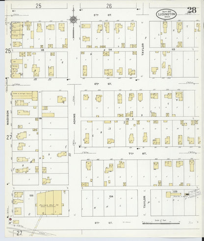 Sanborn Fire Insurance Map from Ludington, Mason County, Michigan (1910), Sheet #0028 - Complete Map Set gallery image, historic Sanborn map, vintage wall art, Michigan Michigan