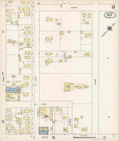 Sanborn Fire Insurance Map from Napa, Napa County, California (1910), Sheet #0009 - Complete Map Set gallery image, historic Sanborn map, vintage wall art, California California