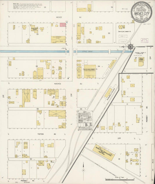 Sanborn Fire Insurance Map from Naches, Yakima County, Washington (1915), Sheet #0001 - Historic Sanborn Fire Insurance Map Print, vintage old map wall art, antique decor, genealogy gift, Washington Washington map