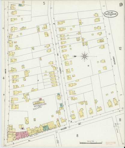 Sanborn Fire Insurance Map from Patchogue, Suffolk County, New York (1897), Sheet #0009 - Complete Map Set gallery image, historic Sanborn map, vintage wall art, New York New York