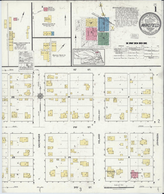 Sanborn Fire Insurance Map from Wakefield, Dixon County, Nebraska (1920), Sheet #0001 - Complete Map Set gallery image, historic Sanborn map, vintage wall art, Nebraska Nebraska