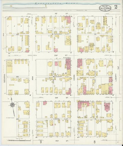 Sanborn Fire Insurance Map from California, Washington County, Pennsylvania (1913), Sheet #0002 - Complete Map Set gallery image, historic Sanborn map, vintage wall art, Pennsylvania Pennsylvania