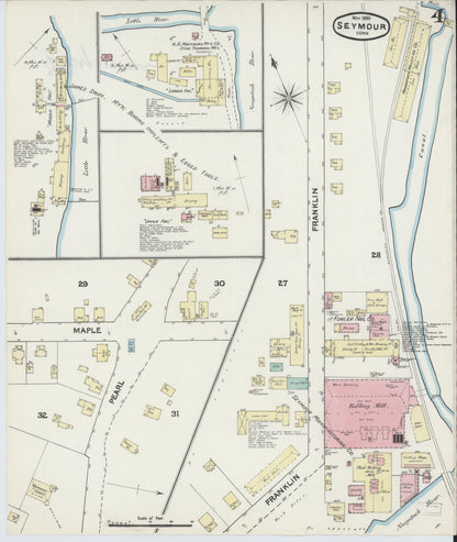 Sanborn Fire Insurance Map from Seymour, New Haven County, Connecticut (1890), Sheet #0004 - Complete Map Set gallery image, historic Sanborn map, vintage wall art, Connecticut Connecticut