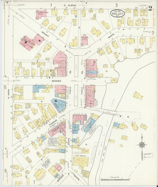 Sanborn Fire Insurance Map from Holley, Orleans County, New York (1914), Sheet #0002 - Historic Sanborn Fire Insurance Map Print, vintage old map wall art, antique decor, genealogy gift, New York New York map