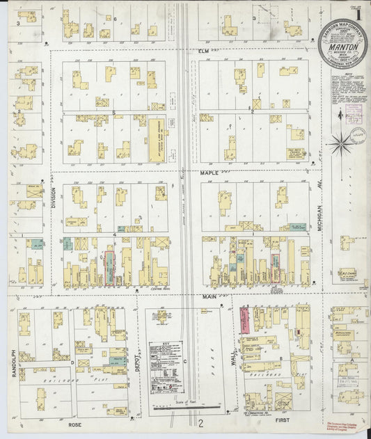 Sanborn Fire Insurance Map from Manton, Wexford County, Michigan (1902), Sheet #0001 - Complete Map Set gallery image, historic Sanborn map, vintage wall art, Michigan Michigan
