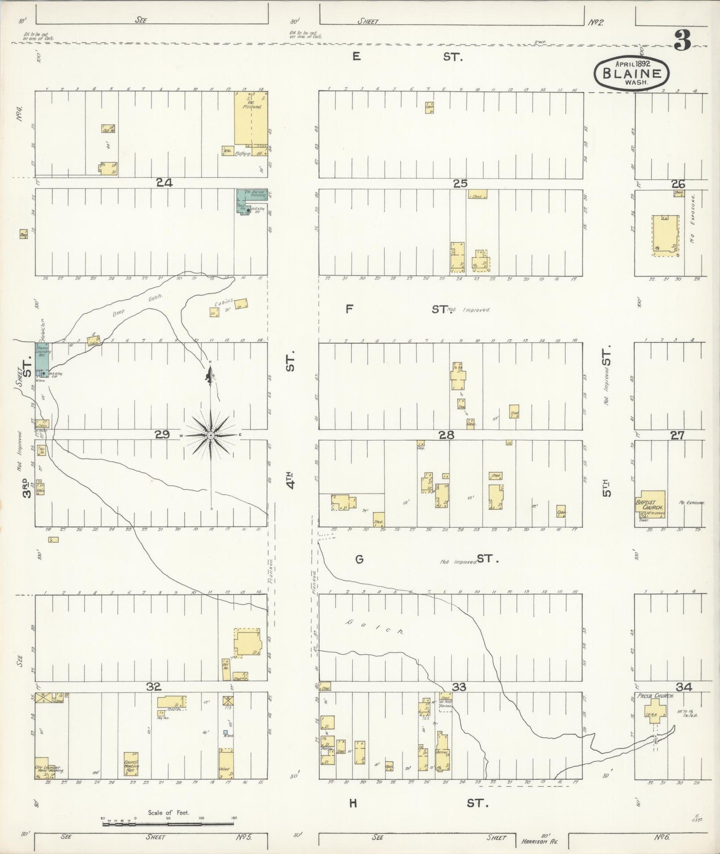 Sanborn Fire Insurance Map from Blaine, Whatcom County, Washington (1892), Sheet #0003 - Historic Sanborn Fire Insurance Map Print, vintage old map wall art, antique decor, genealogy gift, Washington Washington map
