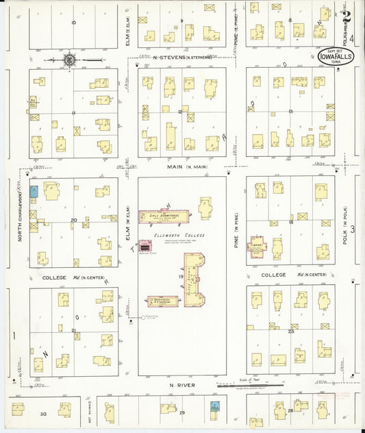 Sanborn Fire Insurance Map from Iowa Falls, Hardin County, Iowa (1917), Sheet #0002 - Historic Sanborn Fire Insurance Map Print, vintage old map wall art