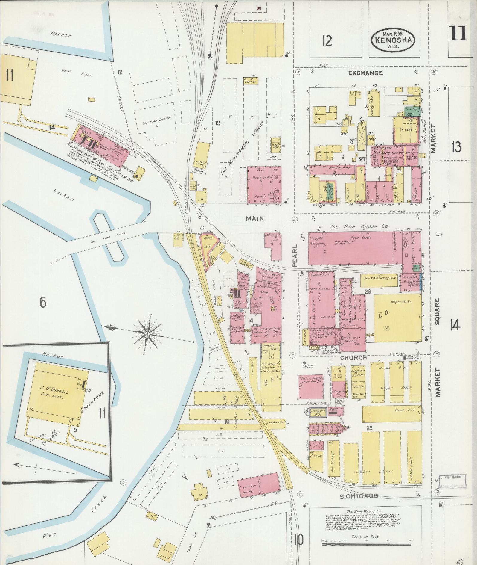 Sanborn Fire Insurance Map from Kenosha, Kenosha County, Wisconsin (1905), Sheet #0011 - Complete Map Set gallery image, historic Sanborn map, vintage wall art, Wisconsin Wisconsin