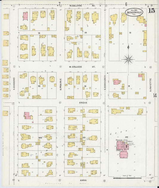Sanborn Fire Insurance Map from Jacksonville, Morgan County, Illinois. (1905), Sheet 15 – Historic Sanborn Fire Insurance Map Print