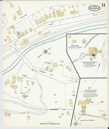 Sanborn Fire Insurance Map from Deadwood, Lawrence County, South Dakota (1915), Sheet #0011 - Complete Map Set gallery image, historic Sanborn map, vintage wall art, South Dakota South Dakota