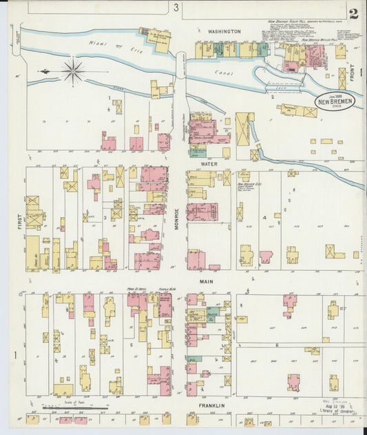 Sanborn Fire Insurance Map from New Bremen, Auglaize County, Ohio (1899), Sheet #0002 - Historic Sanborn Fire Insurance Map Print, vintage old map wall art, antique decor, genealogy gift, Ohio Ohio map