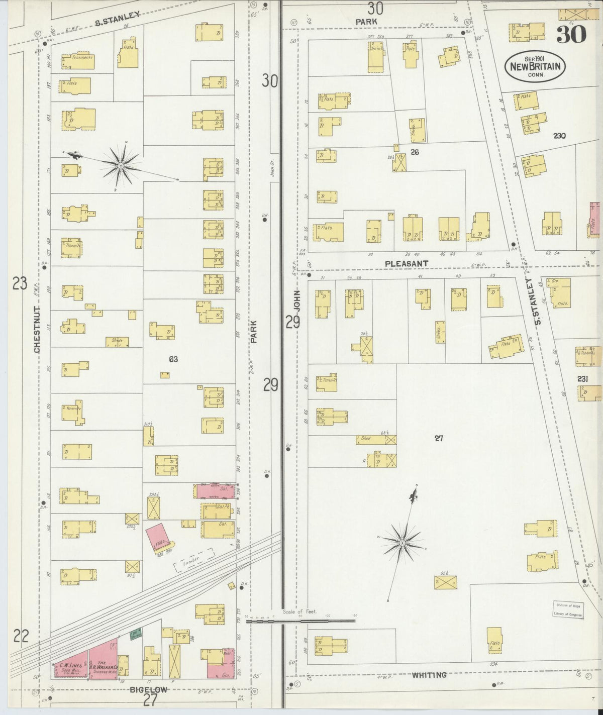 Sanborn Fire Insurance Map from New Britain, Hartford County, Connecticut (1901), Sheet #0030 - Complete Map Set gallery image, historic Sanborn map, vintage wall art, Connecticut Connecticut
