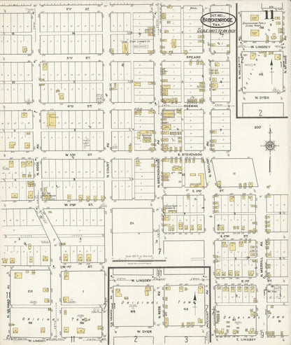 Sanborn Fire Insurance Map from Breckenridge, Stephens County, Texas (1921), Sheet #0011 - Historic Sanborn Fire Insurance Map Print, vintage old map wall art, antique decor, genealogy gift, Texas Texas map