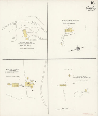 Sanborn Fire Insurance Map from Nevada City, Nevada County, California (1912), Sheet #0016 - Complete Map Set gallery image, historic Sanborn map, vintage wall art, California California