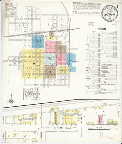 Sanborn Fire Insurance Map from Jefferson, Greene County, Iowa (1915), Sheet #0001 - Historic Sanborn Fire Insurance Map Print