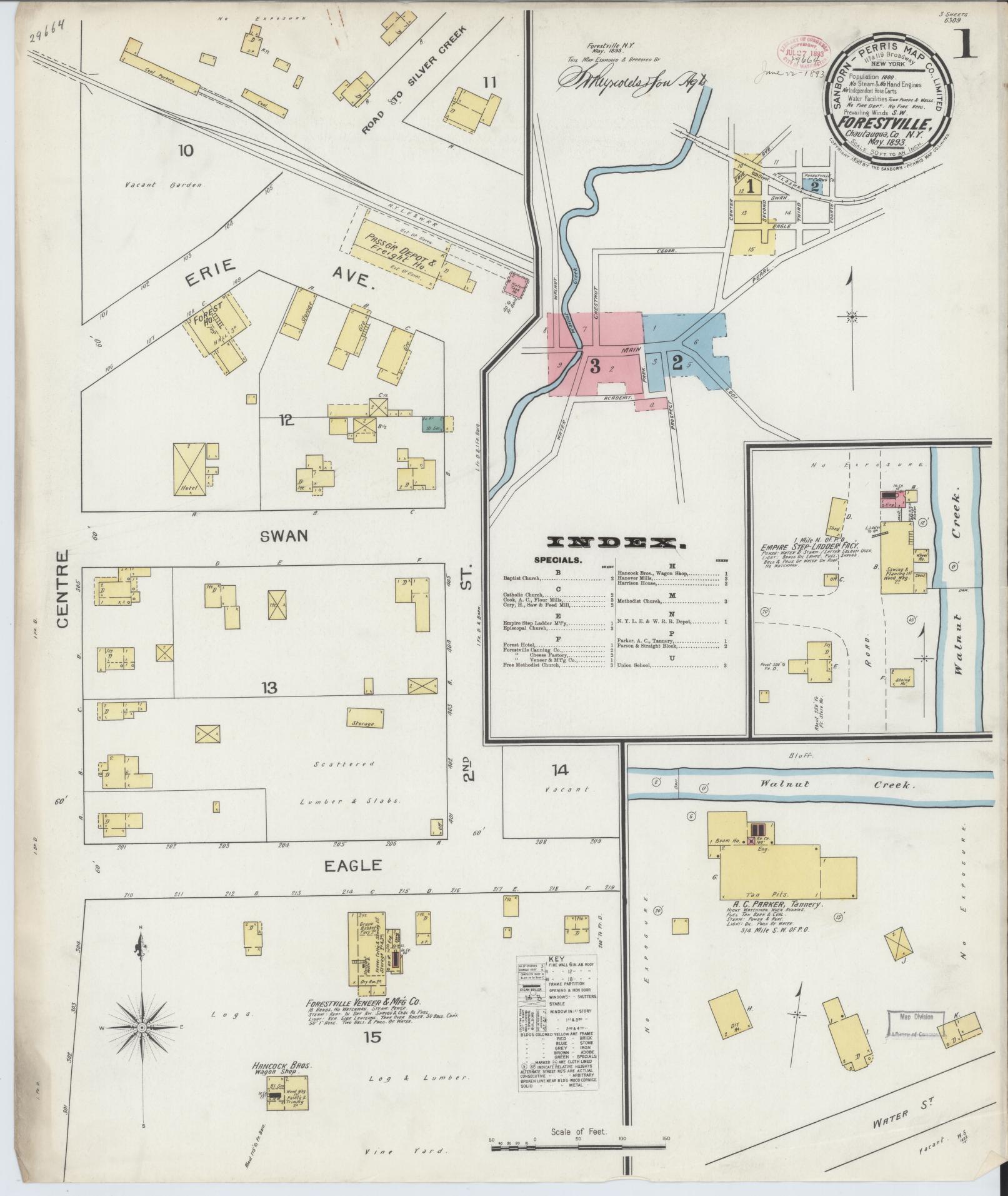 Sanborn Fire Insurance Map from Forestville, Chautauqua County, New York. (1893) – Historic Sanborn Fire Insurance Map Print