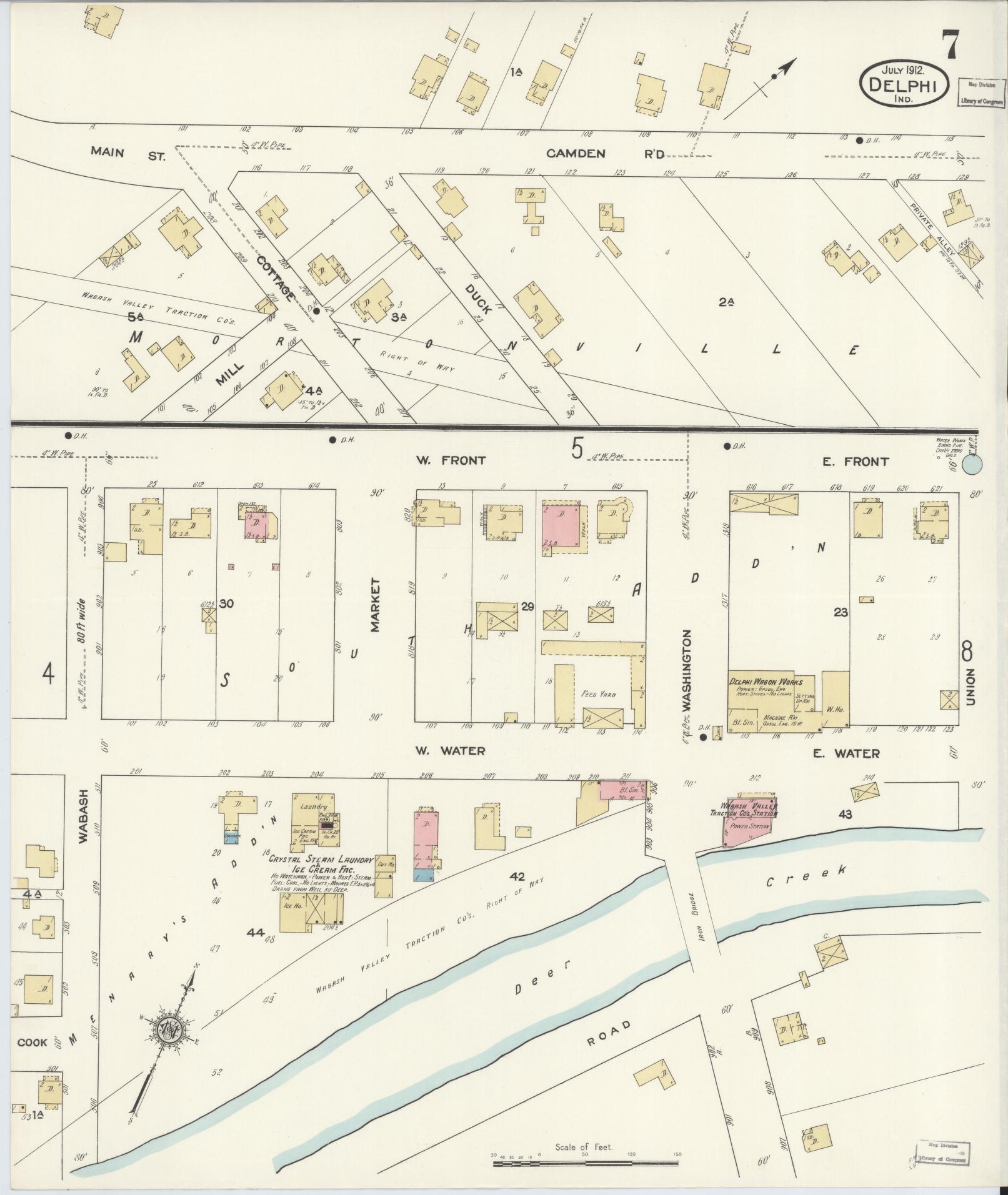 Sanborn Fire Insurance Map from Delphi, Carroll County, Indiana (1912), Sheet #0007 - Complete Map Set gallery image, historic Sanborn map, vintage wall art, Indiana Indiana