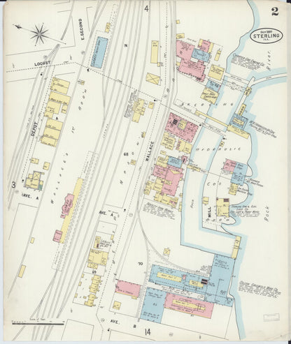 Sanborn Fire Insurance Map from Sterling, Whiteside County, Illinois (1897), Sheet #0002 - Complete Map Set gallery image, historic Sanborn map, vintage wall art, Illinois Illinois
