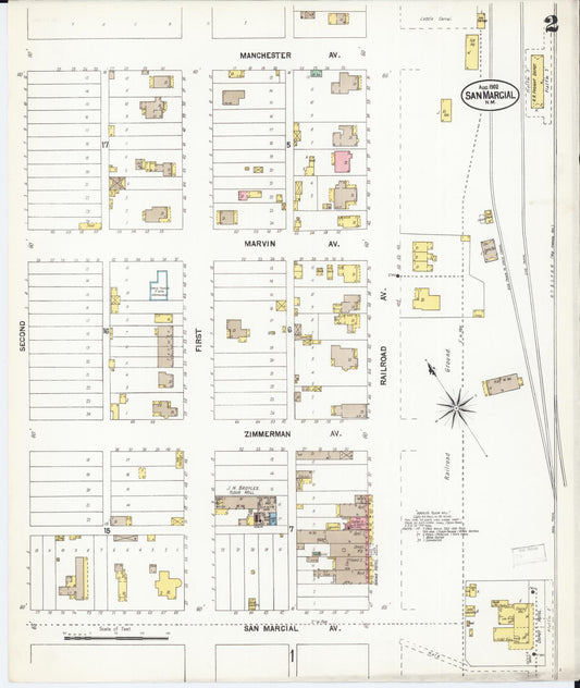 Sanborn Fire Insurance Map from San Marcial, Socorro County, New Mexico (1902), Sheet #0002 - Historic Sanborn Fire Insurance Map Print, vintage old map wall art, antique decor, genealogy gift, New Mexico New Mexico map