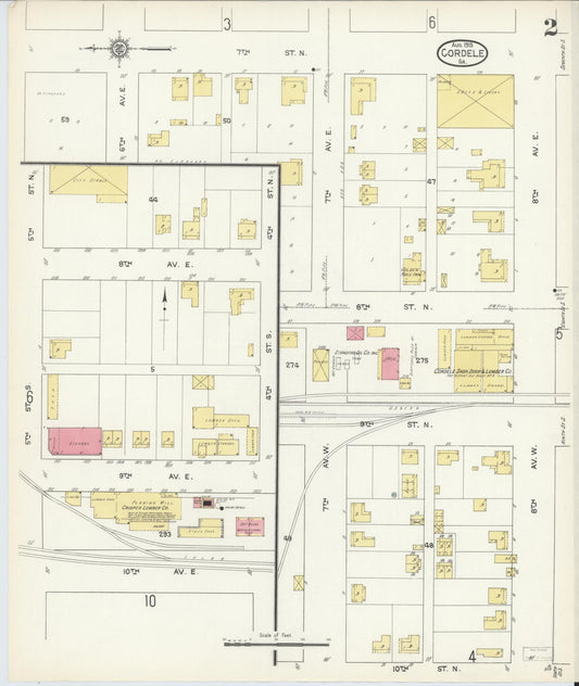 Sanborn Fire Insurance Map from Cordele, Crisp County, Georgia (1913), Sheet #0002 - Historic Sanborn Fire Insurance Map Print, vintage old map wall art, antique decor, genealogy gift, Georgia Georgia map
