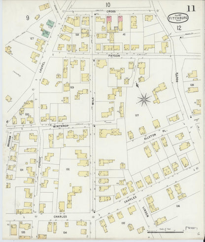Sanborn Fire Insurance Map from Fitchburg, Worcester County, Massachusetts (1897), Sheet #0011 - Complete Map Set gallery image, historic Sanborn map, vintage wall art, Massachusetts Massachusetts