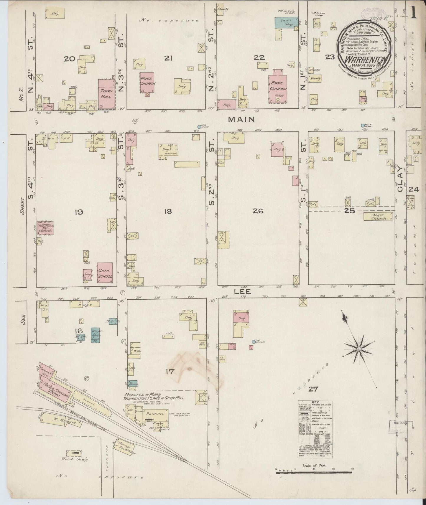 Sanborn Fire Insurance Map from Warrenton, Fauquier County, Virginia. (1886) – Historic Sanborn Fire Insurance Map Print
