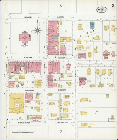 Sanborn Fire Insurance Map from Marshall, Saline County, Missouri (1900), Sheet #0003 - Complete Map Set gallery image, historic Sanborn map, vintage wall art, Missouri Missouri