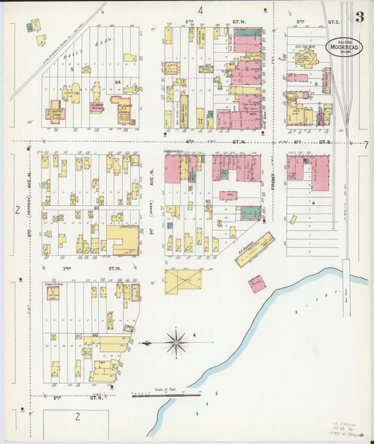 Sanborn Fire Insurance Map from Moorhead, Clay County, Minnesota (1906), Sheet #0003 - Historic Sanborn Fire Insurance Map Print, vintage old map wall art, antique decor, genealogy gift, Minnesota Minnesota map