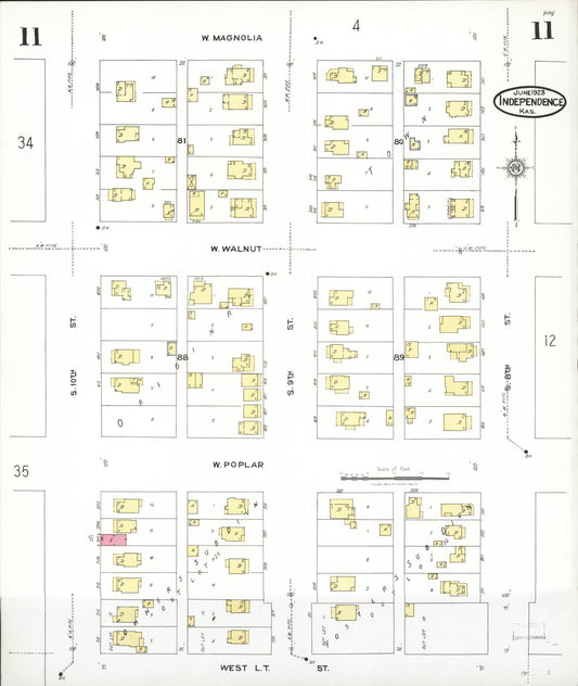 Sanborn Fire Insurance Map from Independence, Montgomery County, Kansas (1923), Sheet #0012 - Historic Sanborn Fire Insurance Map Print, vintage old map wall art, antique decor, genealogy gift, Kansas Kansas map
