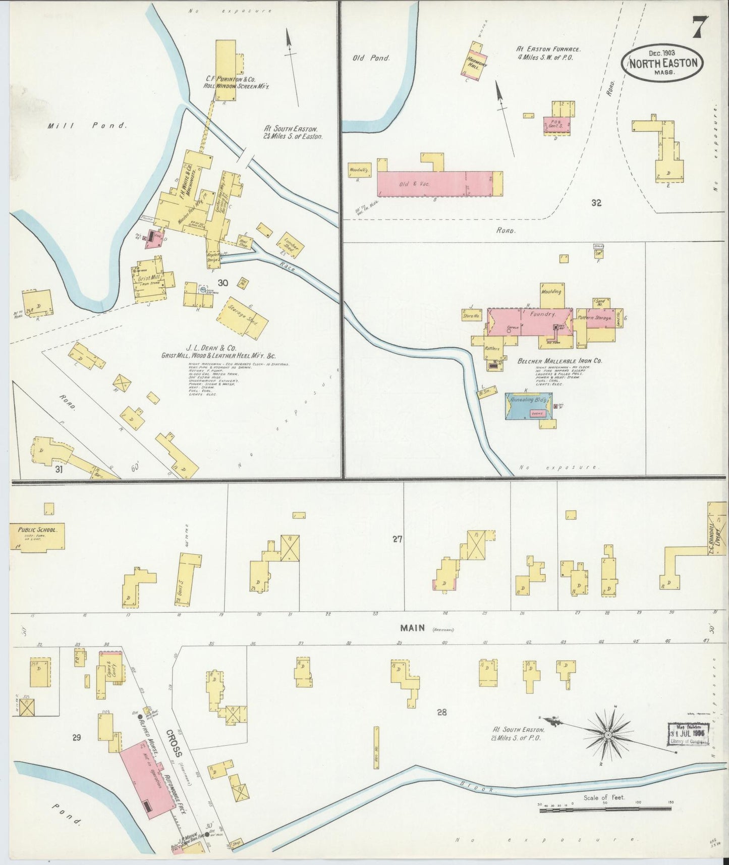 Sanborn Fire Insurance Map from North Easton, Bristol County, Massachusetts (1903), Sheet #0007 - Complete Map Set gallery image, historic Sanborn map, vintage wall art, Massachusetts Massachusetts