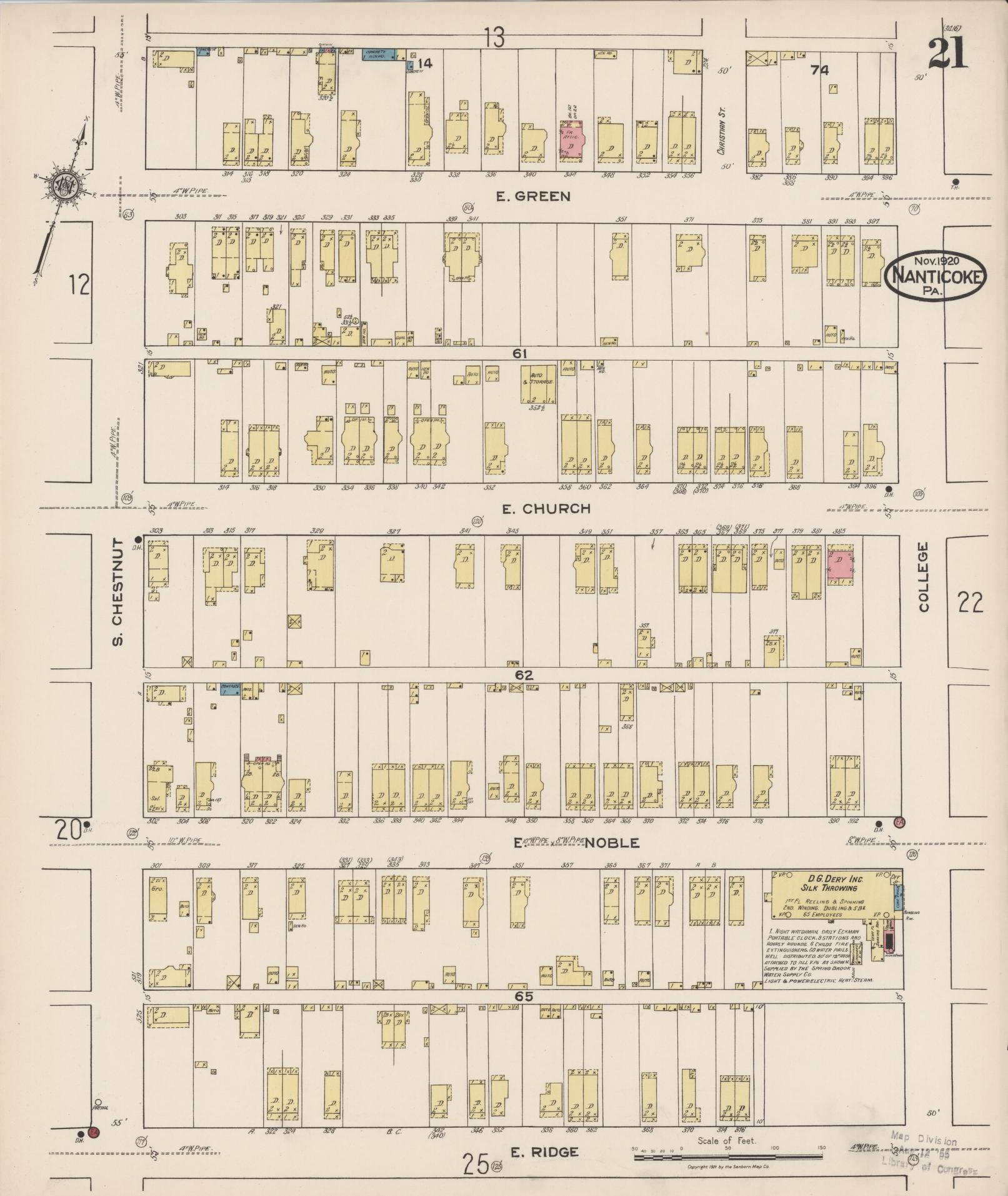 Sanborn Fire Insurance Map from Nanticoke, Luzerne County, Pennsylvania (1920), Sheet #0021 - Historic Sanborn Fire Insurance Map Print, vintage old map wall art, antique decor, genealogy gift, Pennsylvania Pennsylvania map