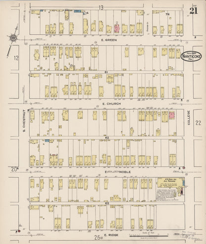 Sanborn Fire Insurance Map from Nanticoke, Luzerne County, Pennsylvania (1920), Sheet #0021 - Historic Sanborn Fire Insurance Map Print, vintage old map wall art, antique decor, genealogy gift, Pennsylvania Pennsylvania map