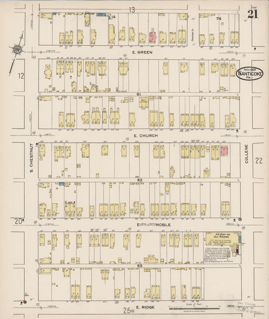 Sanborn Fire Insurance Map from Nanticoke, Luzerne County, Pennsylvania (1920), Sheet #0021 - Historic Sanborn Fire Insurance Map Print, vintage old map wall art, antique decor, genealogy gift, Pennsylvania Pennsylvania map