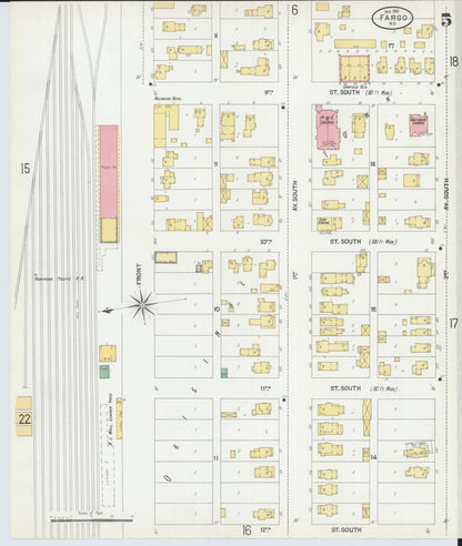 Sanborn Fire Insurance Map from Fargo, Cass County, North Dakota (1901), Sheet #0005 - Complete Map Set gallery image, historic Sanborn map, vintage wall art, North Dakota North Dakota