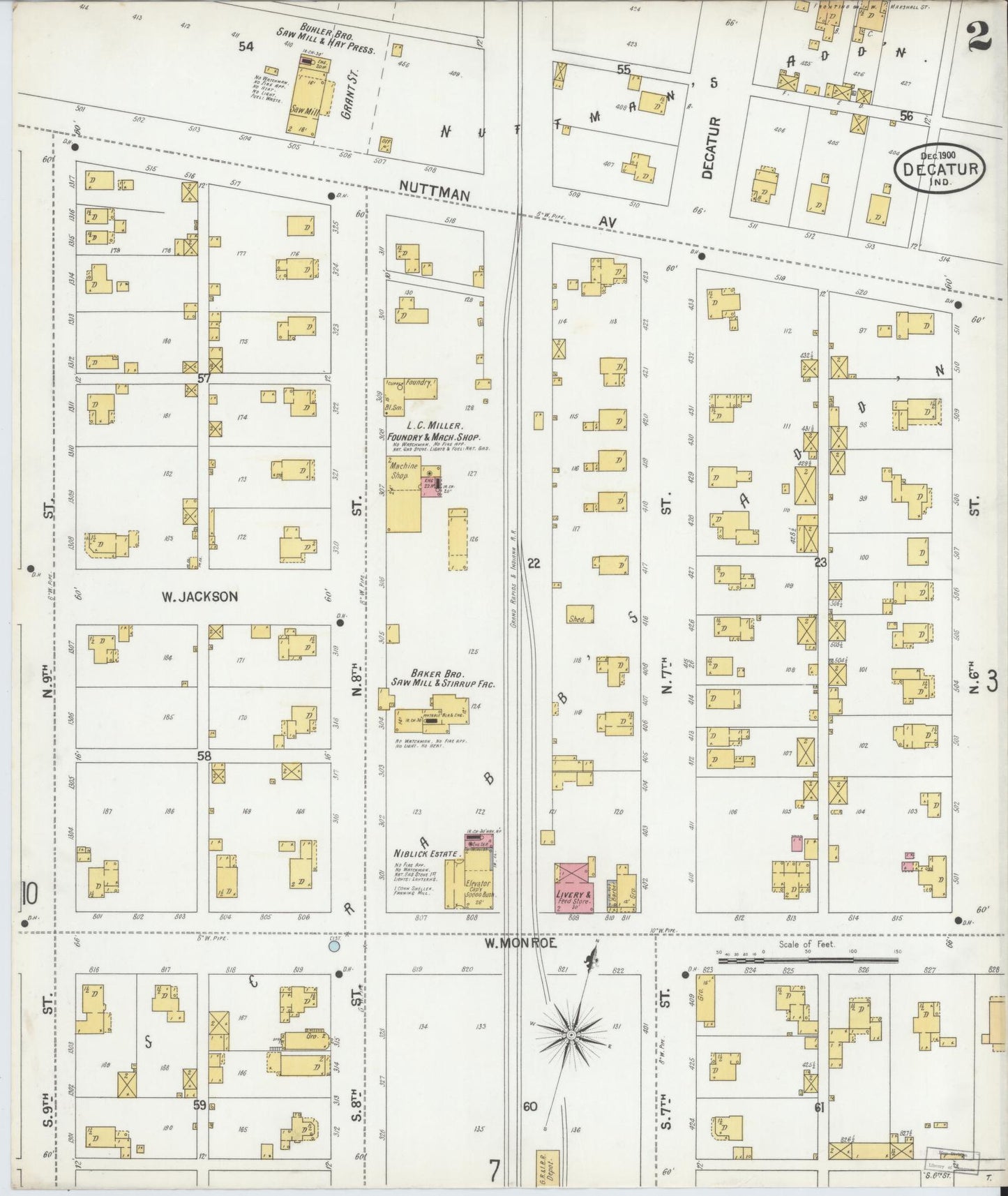 Sanborn Fire Insurance Map from Decatur, Adams County, Indiana (1900), Sheet #0002 - Complete Map Set gallery image, historic Sanborn map, vintage wall art, Indiana Indiana