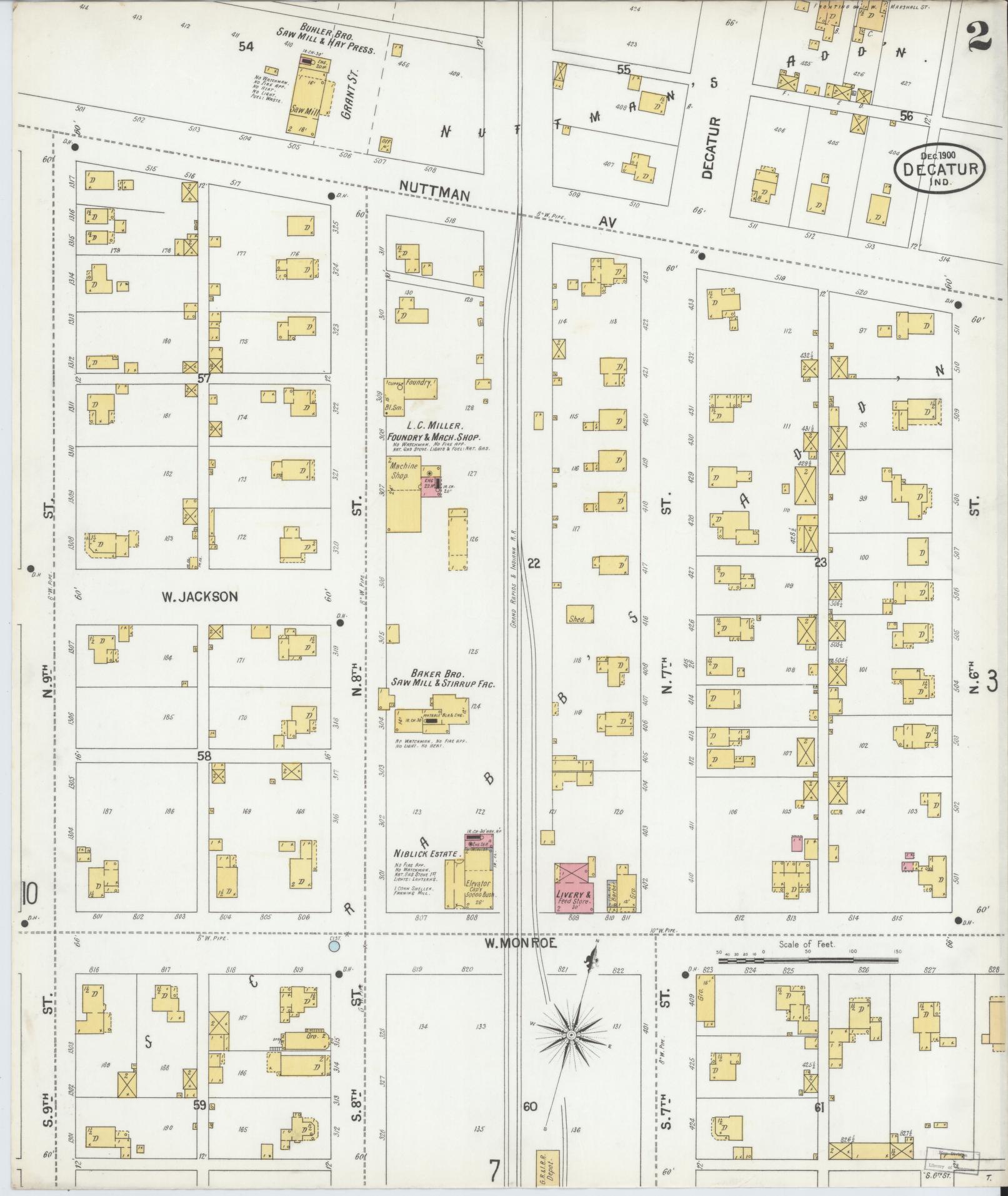 Sanborn Fire Insurance Map from Decatur, Adams County, Indiana (1900), Sheet #0002 - Complete Map Set gallery image, historic Sanborn map, vintage wall art, Indiana Indiana