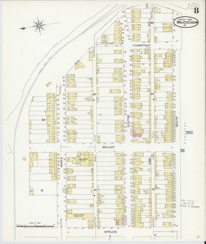 Sanborn Fire Insurance Map from Mauch Chunk, Carbon County, Pennsylvania (1908), Sheet #0008 - Historic Sanborn Fire Insurance Map Print, vintage old map wall art, antique decor, genealogy gift, Pennsylvania Pennsylvania map