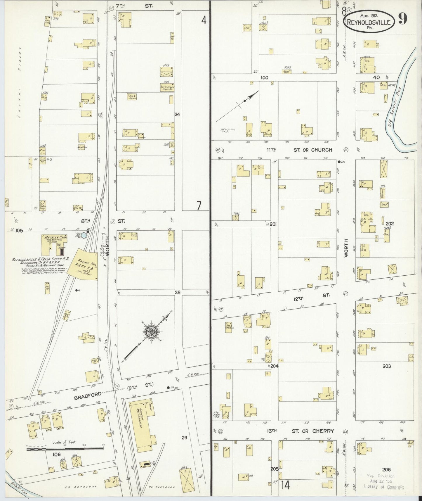 Sanborn Fire Insurance Map from Reynoldsville, Jefferson County, Pennsylvania (1912), Sheet #0009 - Complete Map Set gallery image, historic Sanborn map, vintage wall art, Pennsylvania Pennsylvania