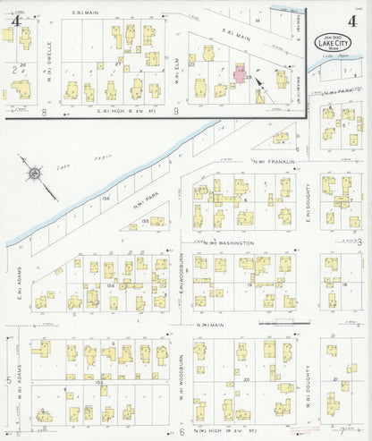 Sanborn Fire Insurance Map from Lake City, Wabasha County, Minnesota (1930), Sheet #0004 - Historic Sanborn Fire Insurance Map Print, vintage old map wall art, antique decor, genealogy gift, Minnesota Minnesota map