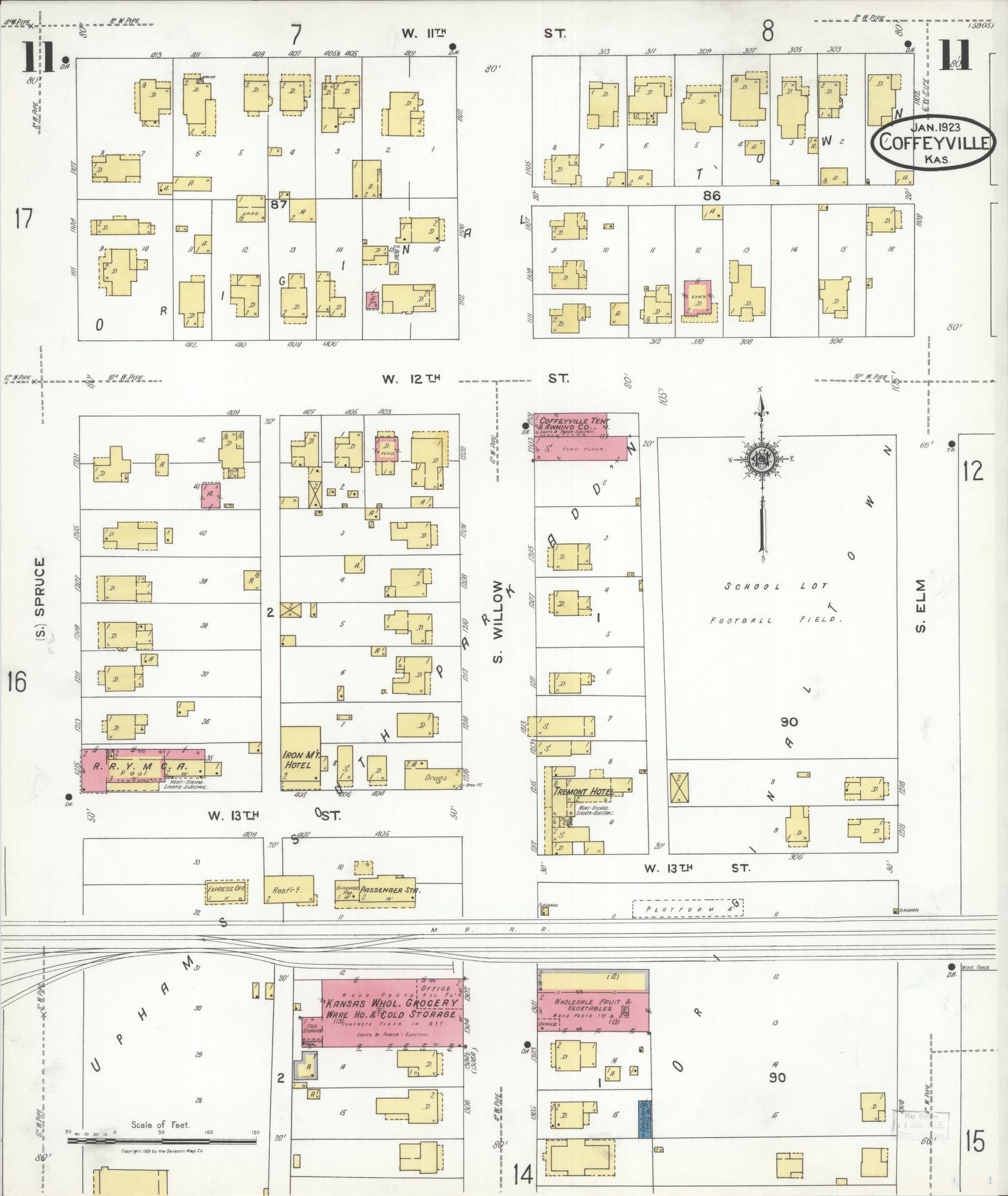 Sanborn Fire Insurance Map from Coffeyville, Montgomery County, Kansas (1923), Sheet #0011 - Complete Map Set gallery image, historic Sanborn map, vintage wall art, Kansas Kansas