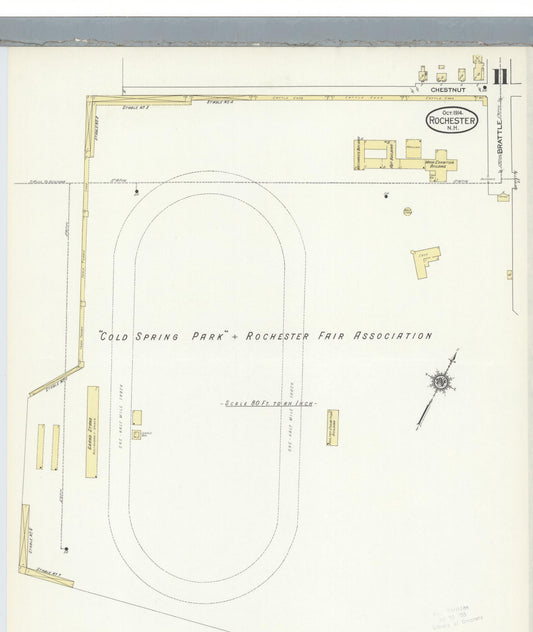 Sanborn Fire Insurance Map from Rochester, Strafford County, New Hampshire (1914), Sheet #0011 - Historic Sanborn Fire Insurance Map Print, vintage old map wall art, antique decor, genealogy gift, New Hampshire New Hampshire map