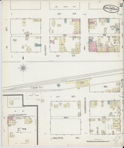 Sanborn Fire Insurance Map from Columbus, Platte County, Nebraska (1885), Sheet #0002 - Complete Map Set gallery image, historic Sanborn map, vintage wall art, Nebraska Nebraska