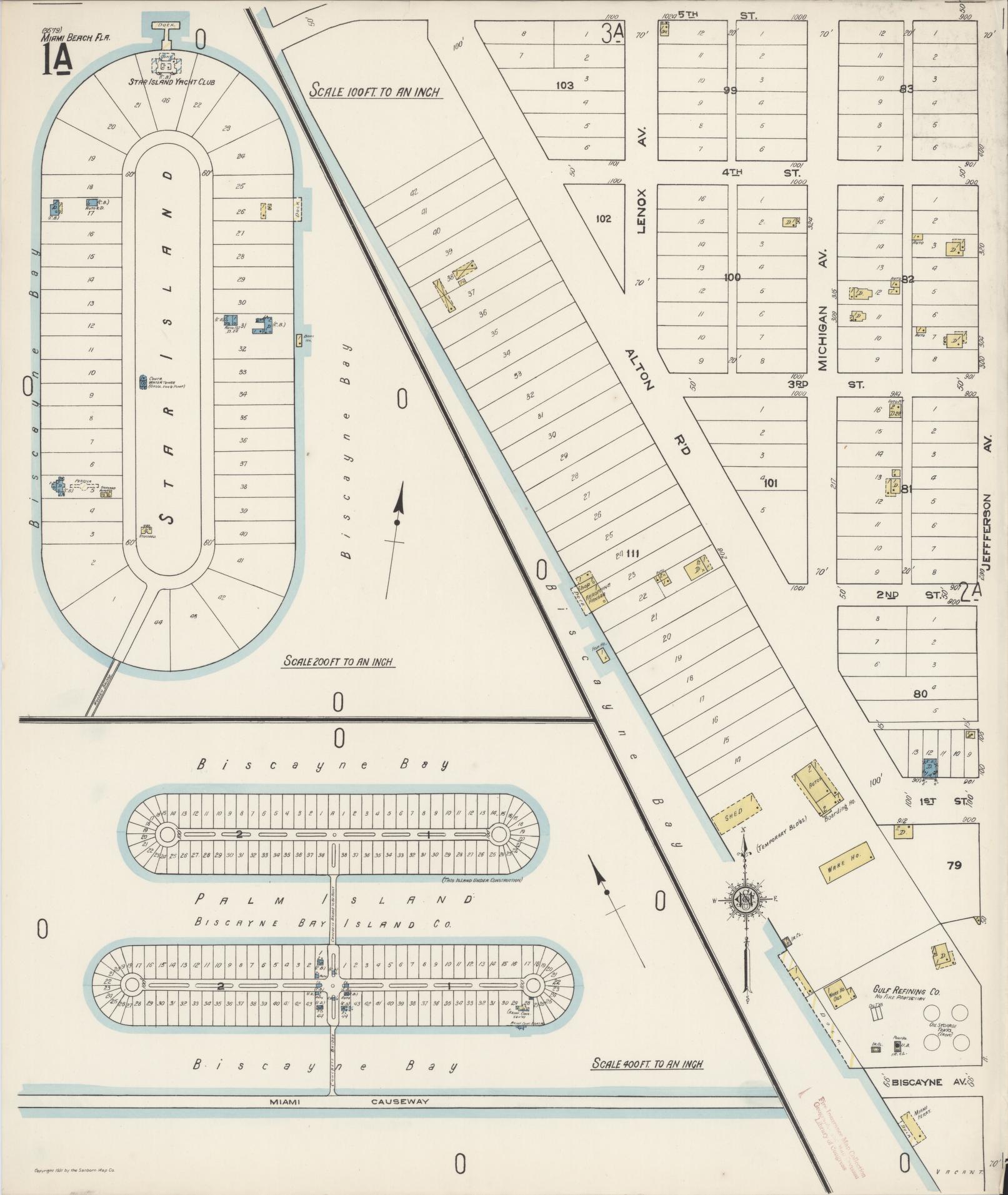 Sanborn Fire Insurance Map from Miami Beach, Dade County, Florida (1921), Sheet #0001 - Historic Sanborn Fire Insurance Map Print, vintage old map wall art, antique decor, genealogy gift, Florida Florida map