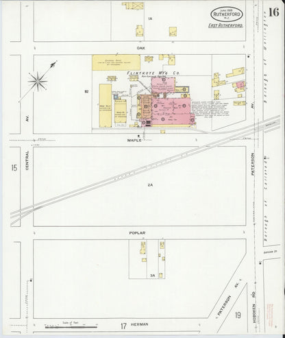 Sanborn Fire Insurance Map from Rutherford, Bergen County, New Jersey (1909), Sheet #0016 - Complete Map Set gallery image, historic Sanborn map, vintage wall art, New Jersey New Jersey