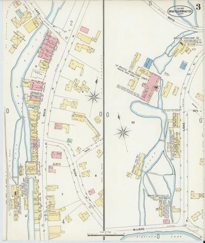 Sanborn Fire Insurance Map from Winsted, Litchfield County, Connecticut (1897), Sheet #0003 - Complete Map Set gallery image, historic Sanborn map, vintage wall art, Connecticut Connecticut